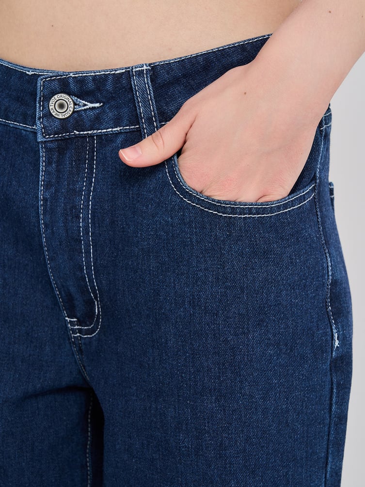 Джинсы прямые с необработанными краями