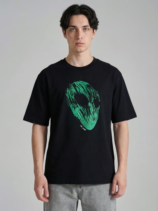 Футболка из хлопка с принтом инопланетянина