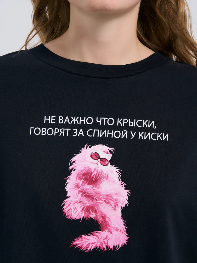 Ночная сорочка из хлопка с принтом киски
