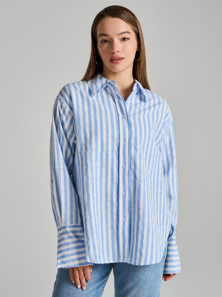 Плотная классическая рубашка в полоску