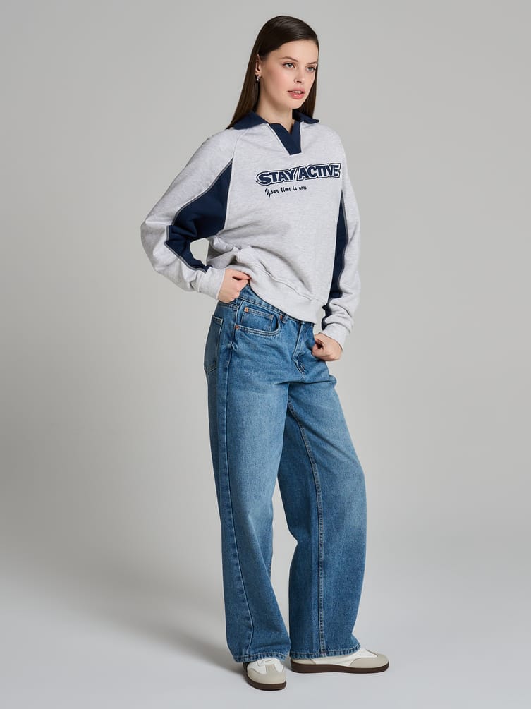 Свитшот поло с надписью Stay Active