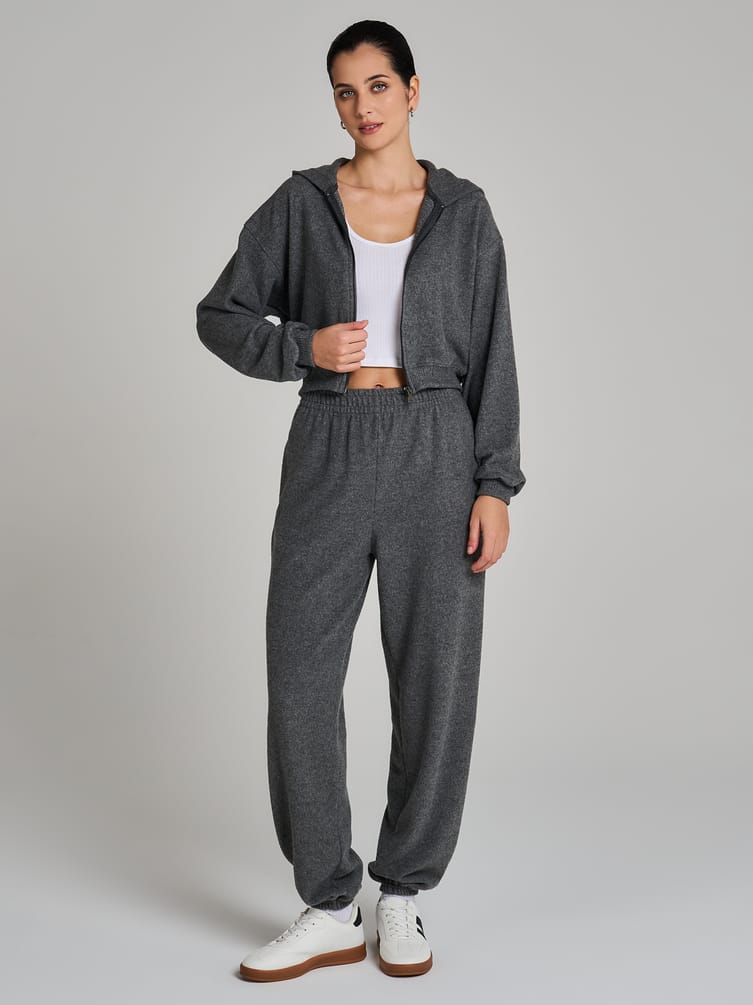 Трикотажное зип худи с начесом