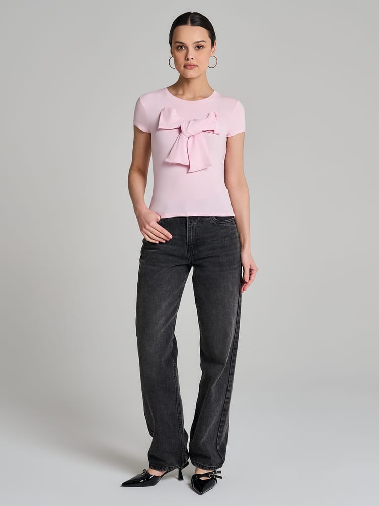 Футболка облегающая с бантом