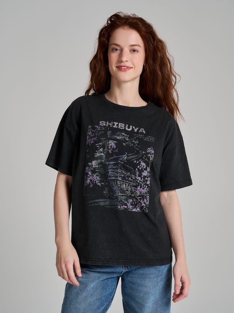 Футболка из хлопка с японским принтом