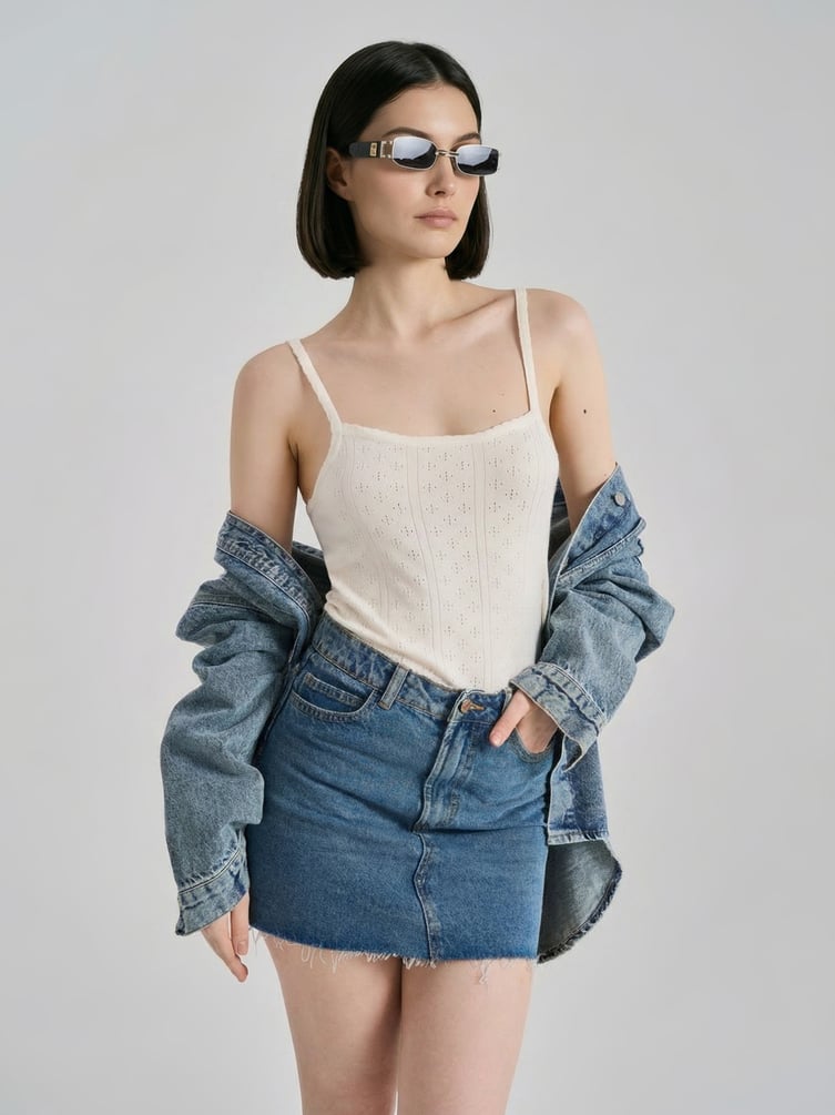 Топ на тонких лямках с перфорацией