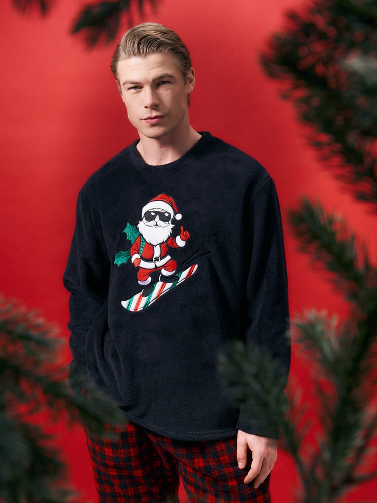 Теплая плюшевая пижама с Санта Клаусом