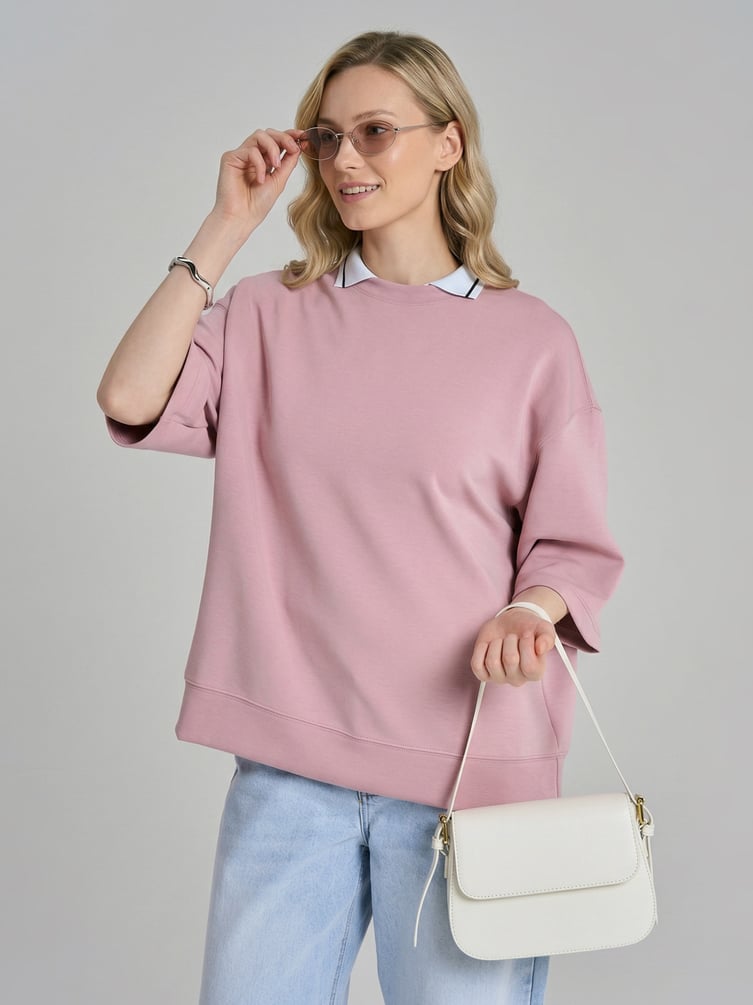 Свитшот трикотажный с коротким рукавом