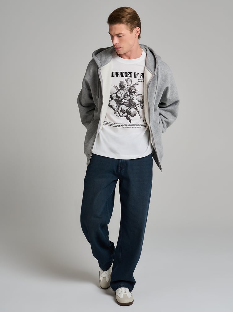 Джинсы багги широкие с вареный эффектом