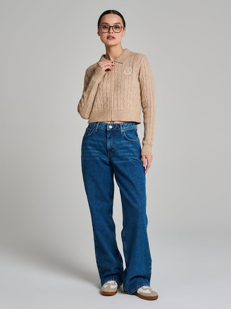 Кардиган на молнии с вышивкой