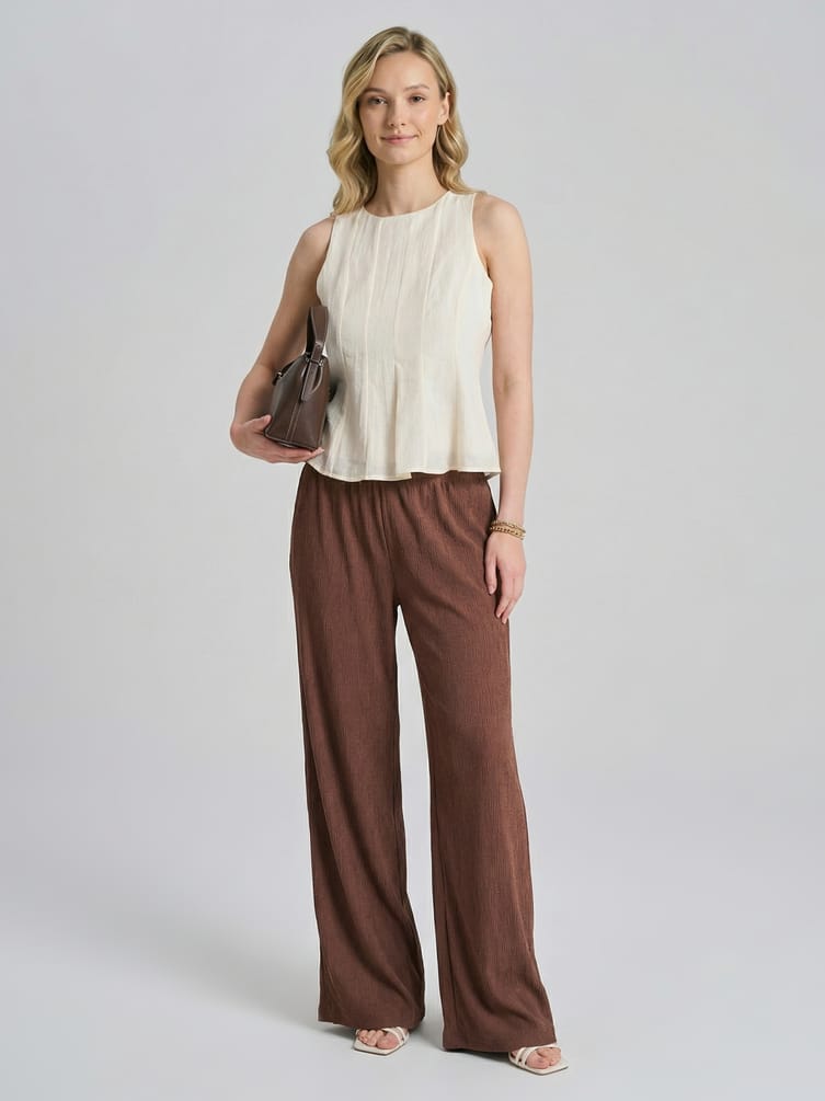 Брюки прямые из жатой ткани