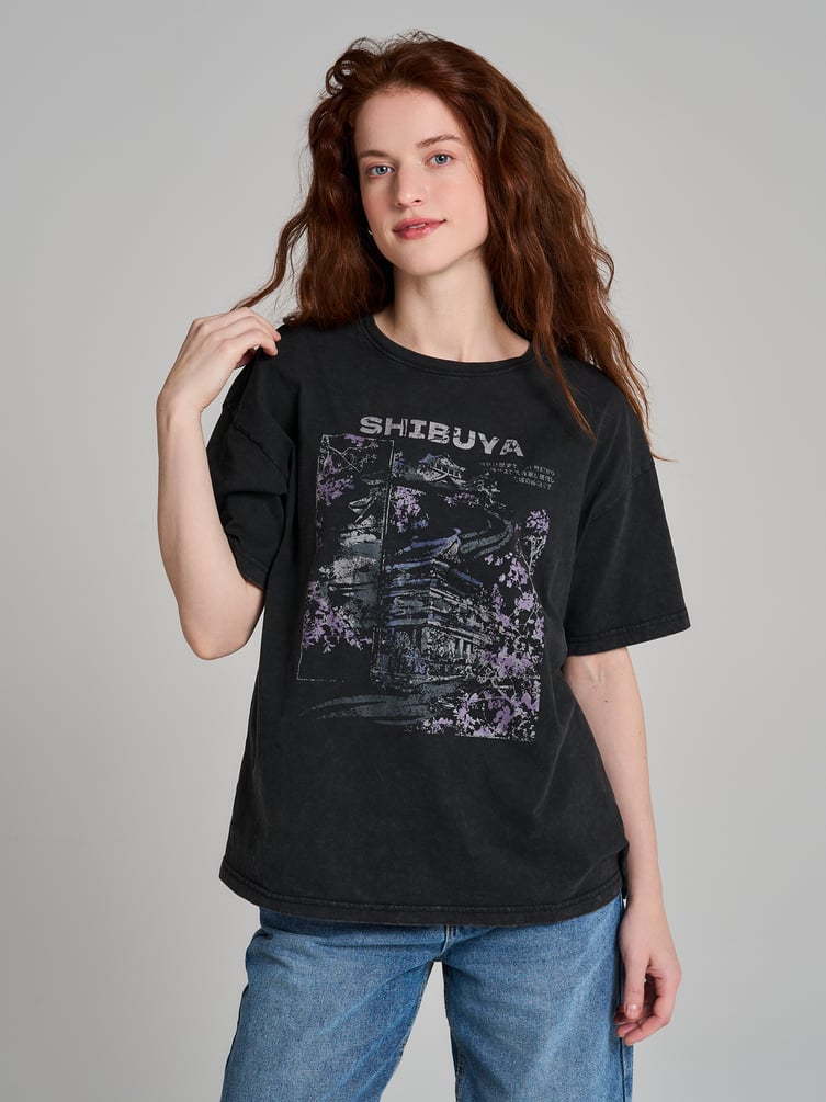 Футболка из хлопка с японским принтом