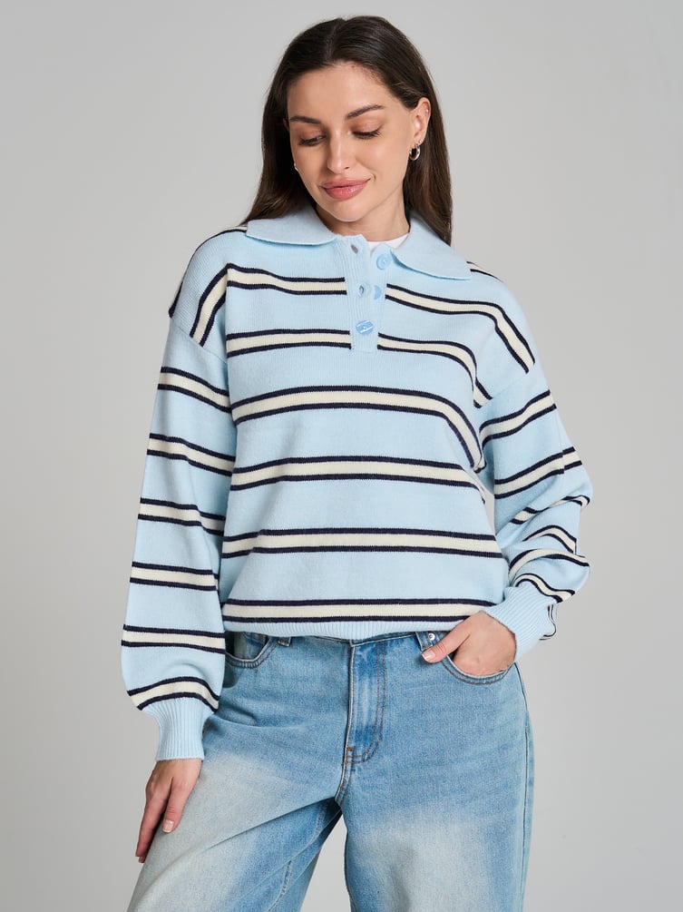 Свитер-поло в полоску