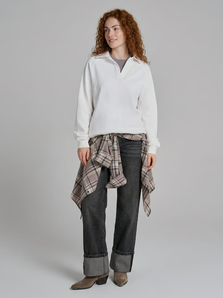 Свитшот-поло без начеса