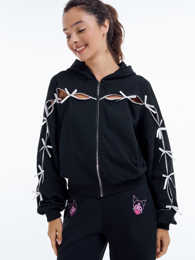 Укороченная зипка Kuromi c кружевом и бантиками