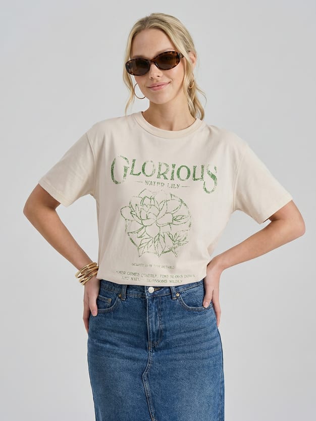 Футболка свободная с принтом цветка