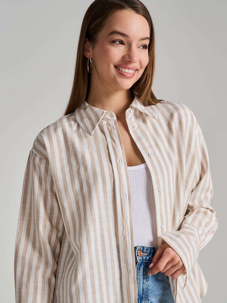 Плотная классическая рубашка в полоску