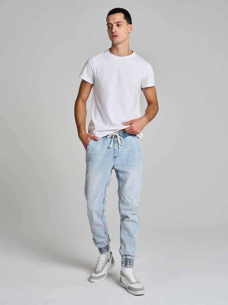 Джинсы джоггеры на резинке