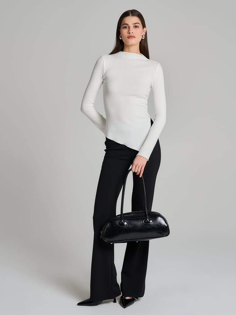 Лонгслив асимметричный в рубчик