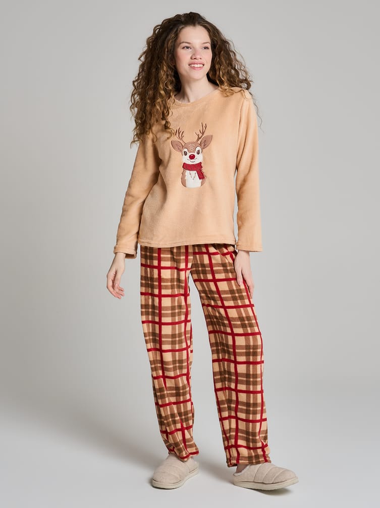Пижама теплая новогодняя с оленем