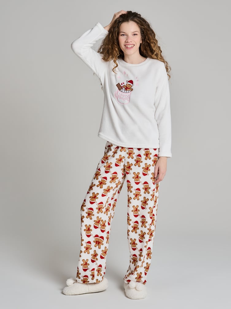Плюшевая теплая пижама с пряничным человечком