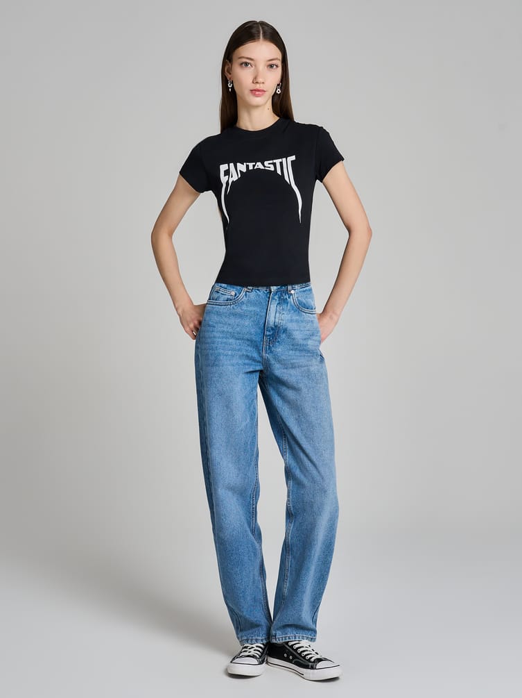 Футболка облегающая с надписью Fantastic