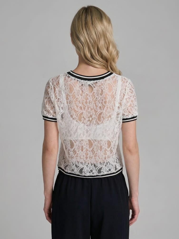 Блузка кружевная с коротким рукавом