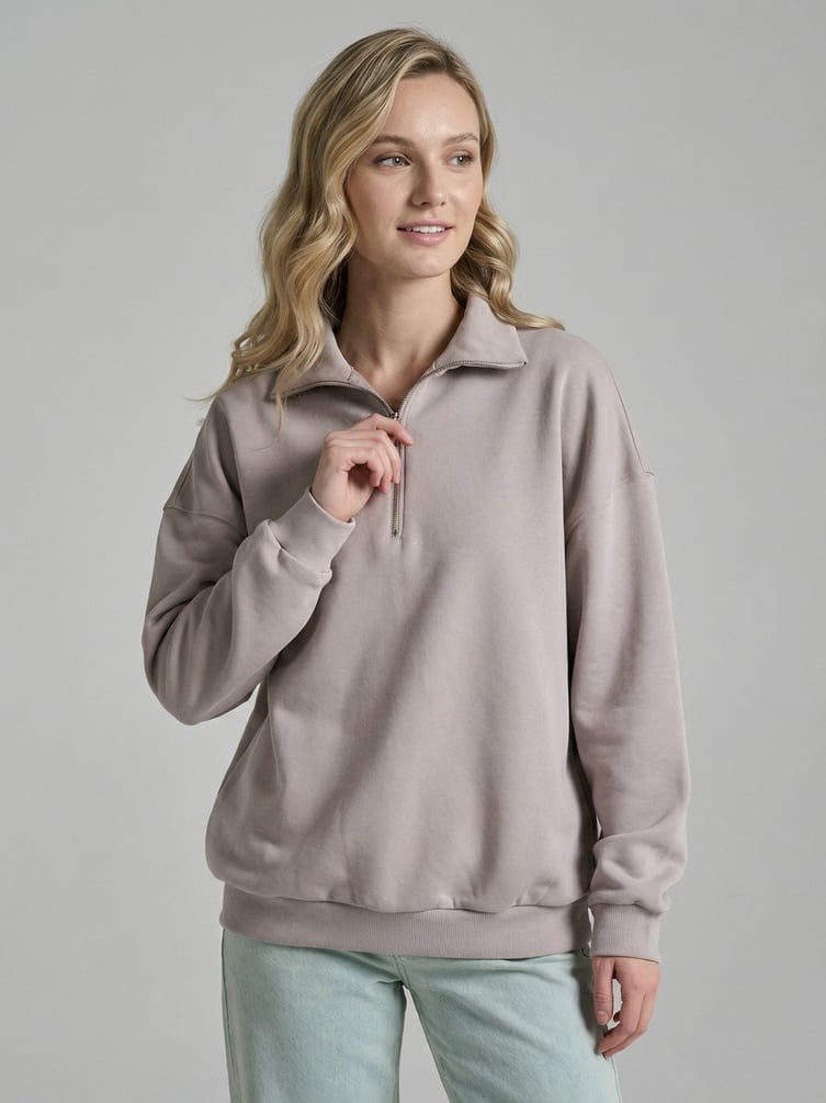 Свитшот без начеса с высоким горлом