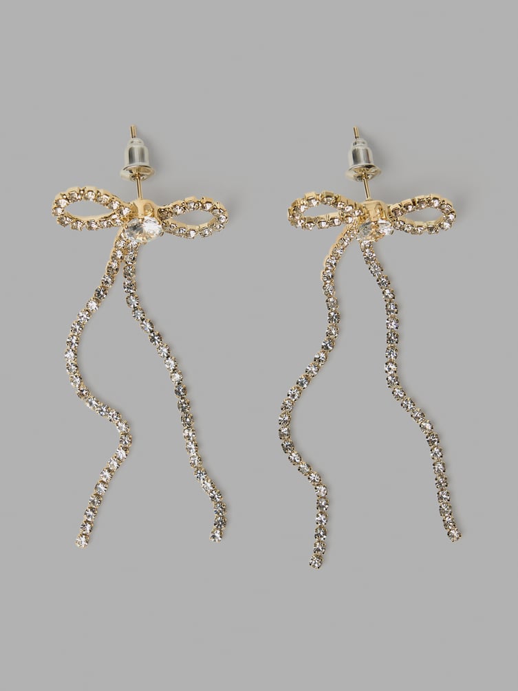 Серьги банты со стразами