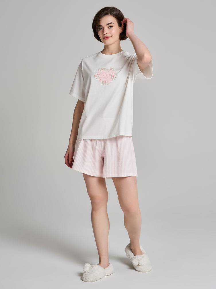 Хлопковая пижама с принтом и шортами