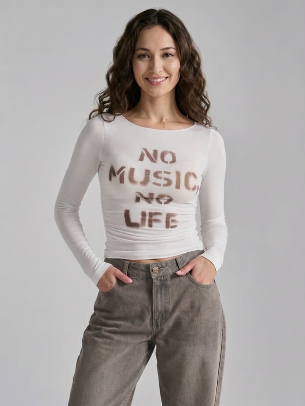 Лонгслив облегающий с надписью