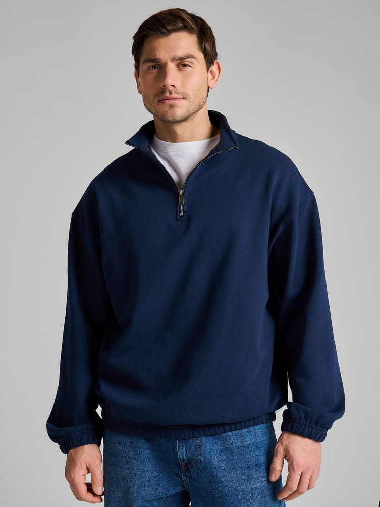 Свитшот оверсайз с молнией полузамком