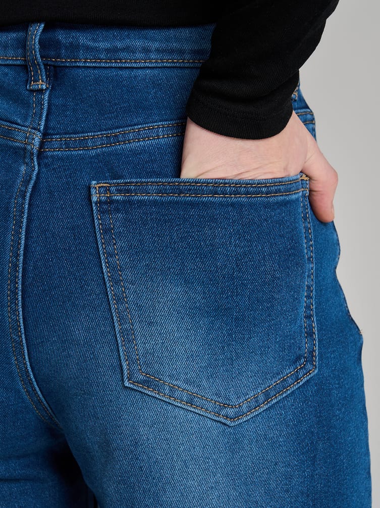 Джинсы широкие с завышенной талией