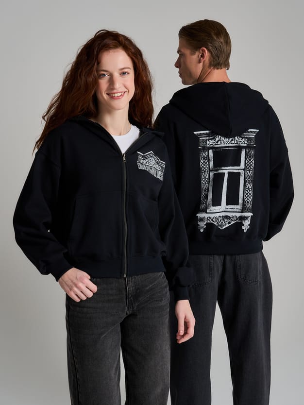 Толстовка оверсайз с капюшоном с принтом Russian vibes