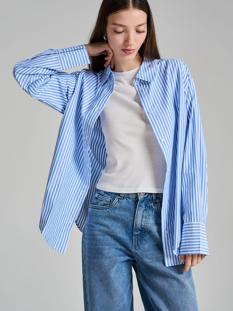 Удлиненная рубашка в полоску