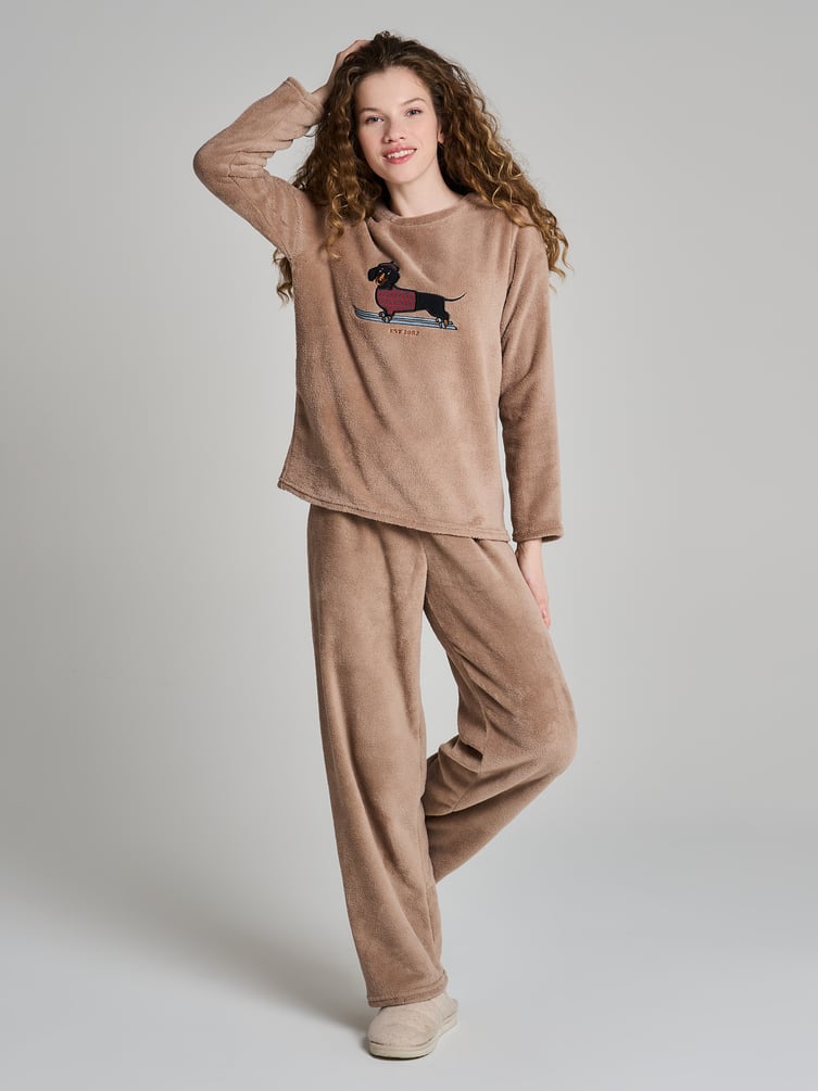 Пижама теплая с вышивкой таксы