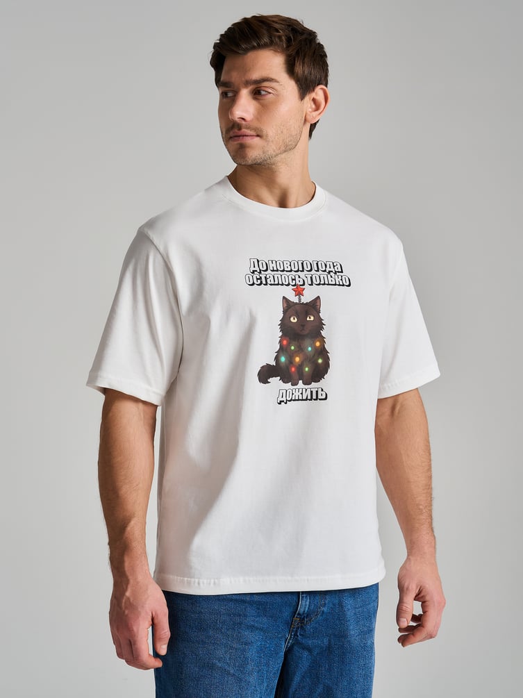 Футболка из хлопка с новогодним принтом