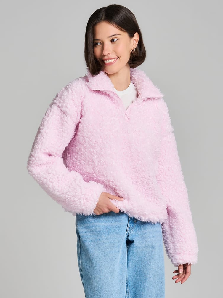 Свитшот меховой с полузамком молнией