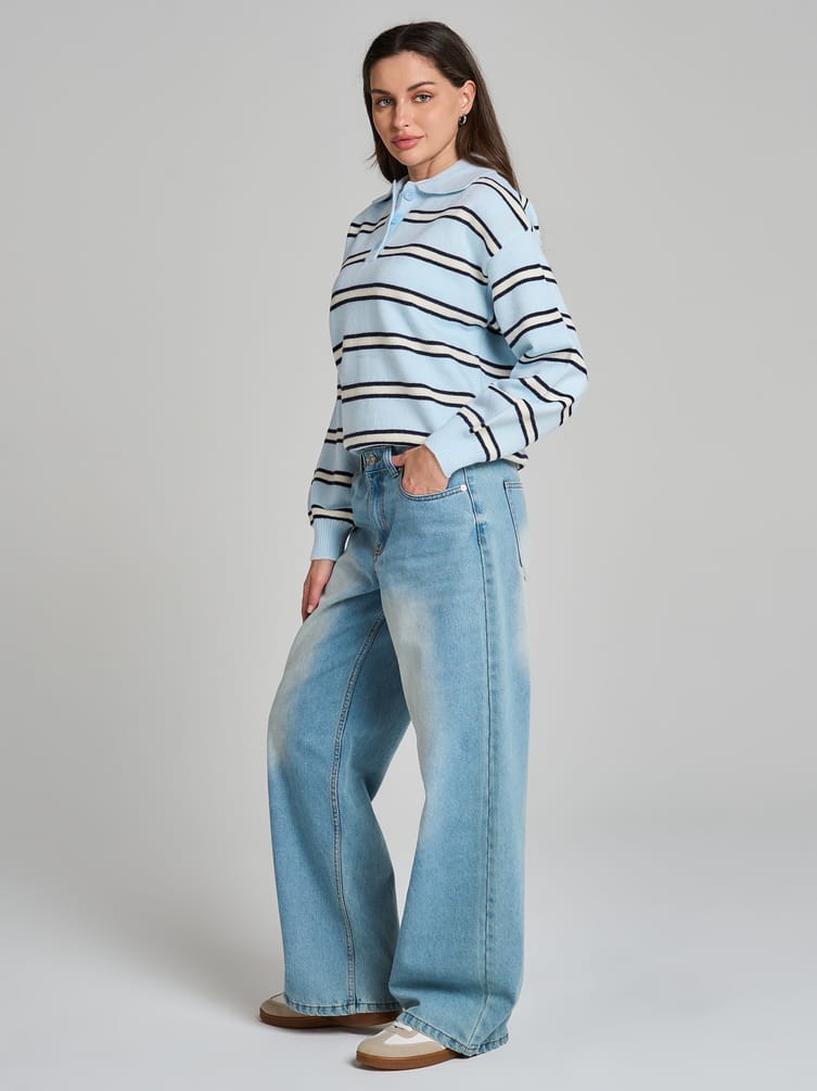 Свитер-поло в полоску