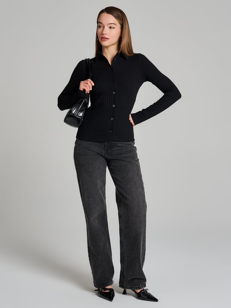 Кардиган в рубчик на пуговицах