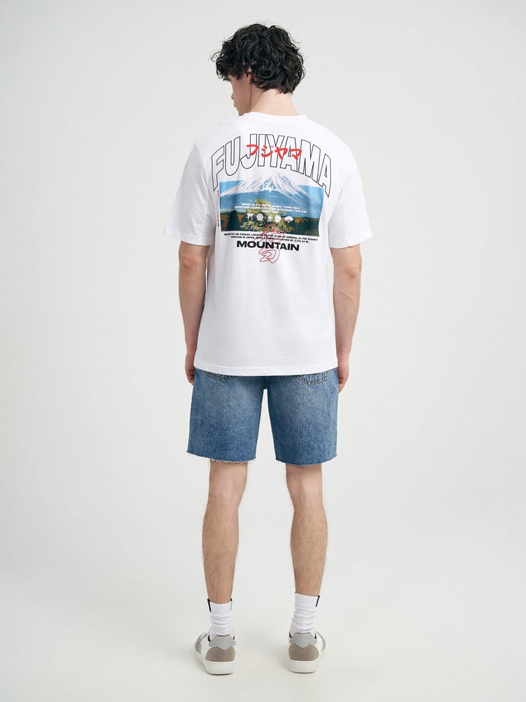 Футболка из хлопка с принтом на спине