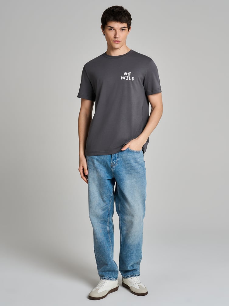 Футболка хлопковая с принтом на спине