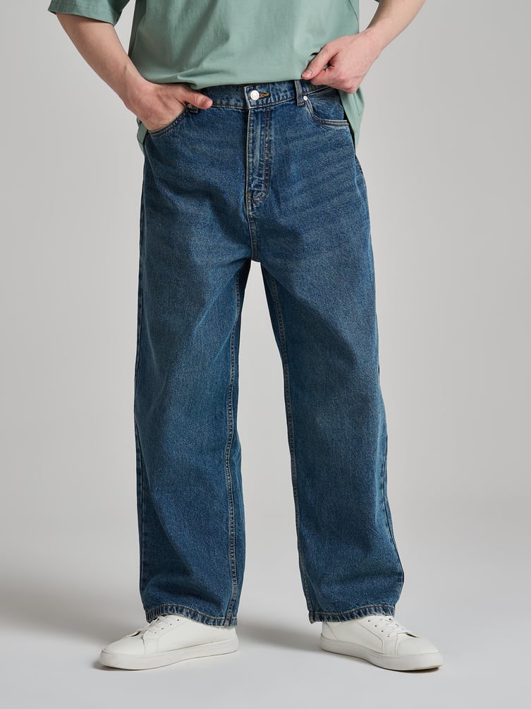 Джинсы багги широкие