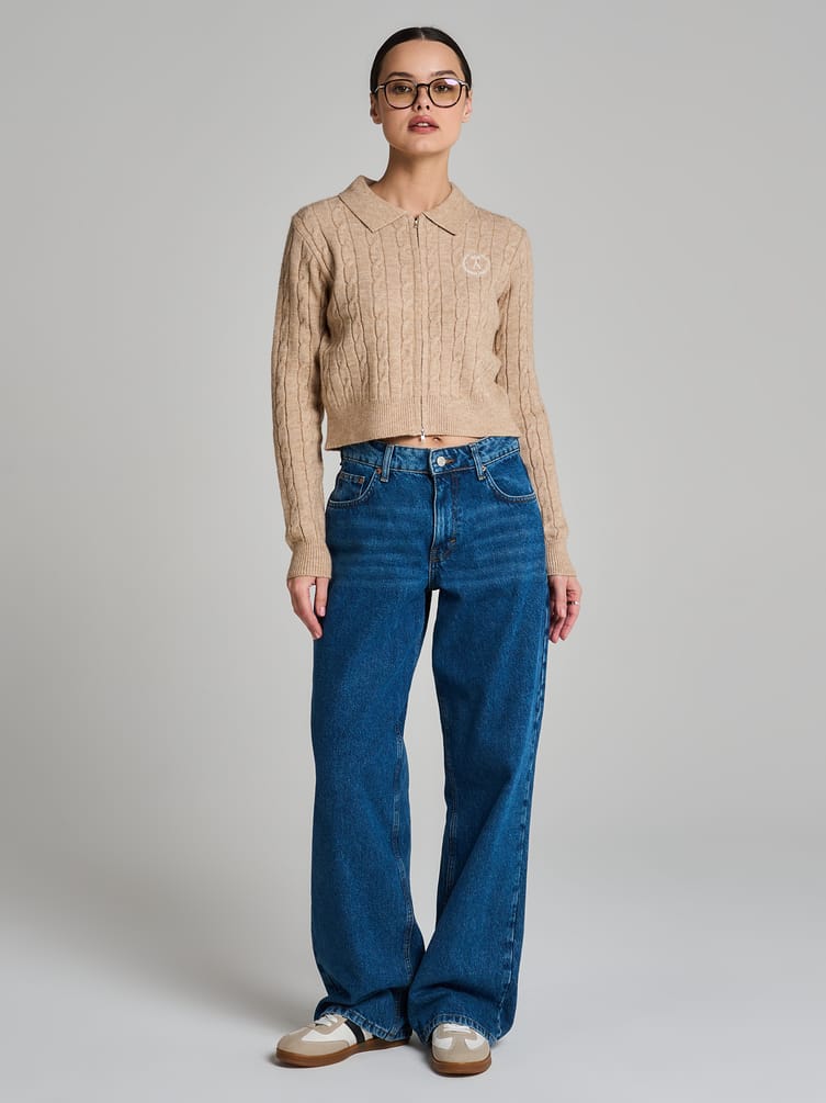 Кардиган на молнии с вышивкой