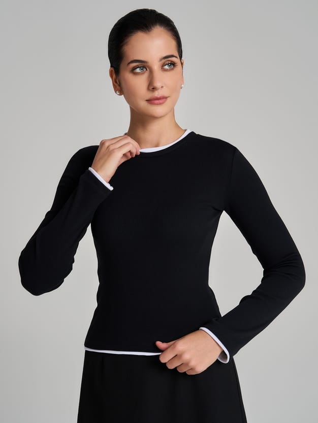 Лонгслив приталенный с длинным рукавом