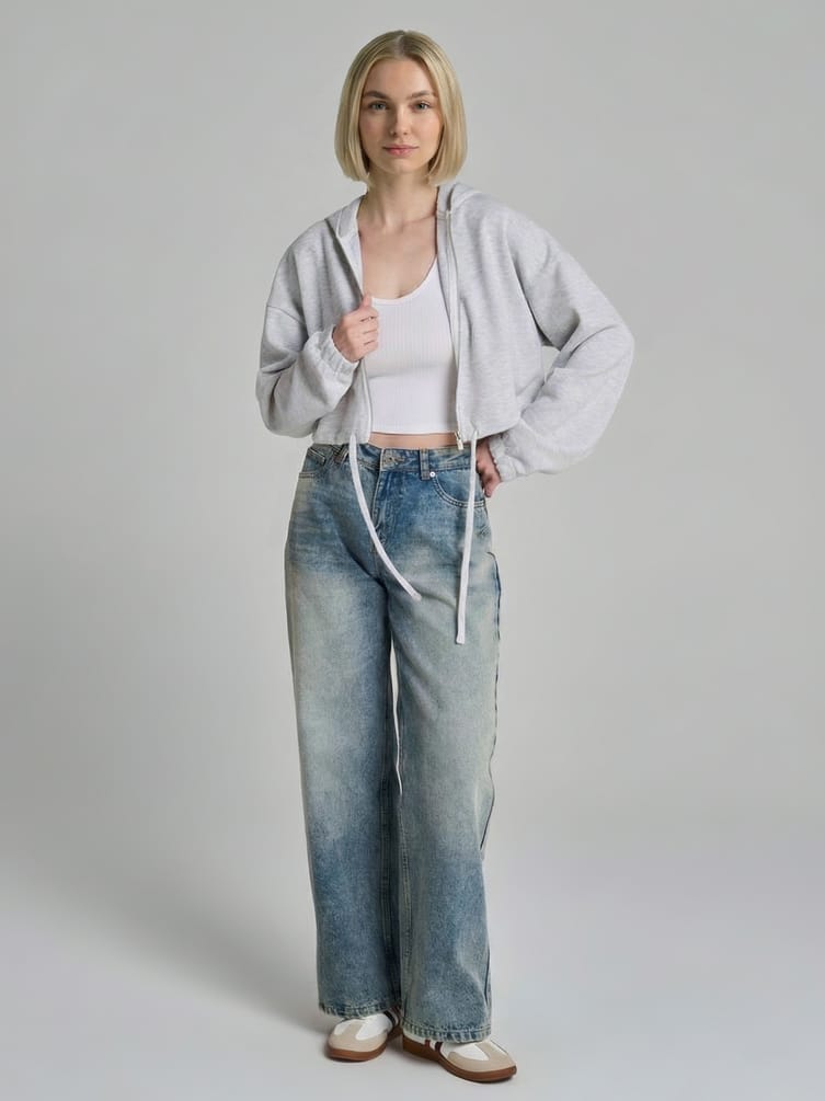 Зип худи укороченная на молнии