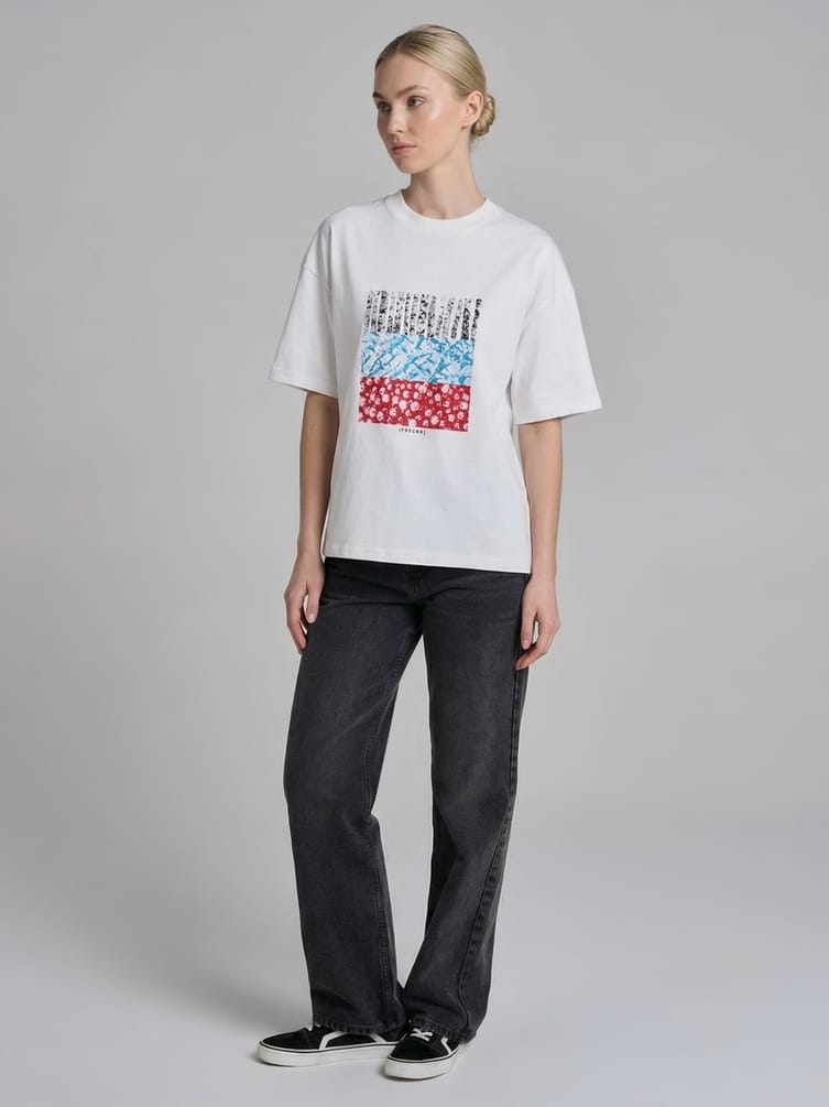 Футболка оверсайз с принтом Russian Vibes