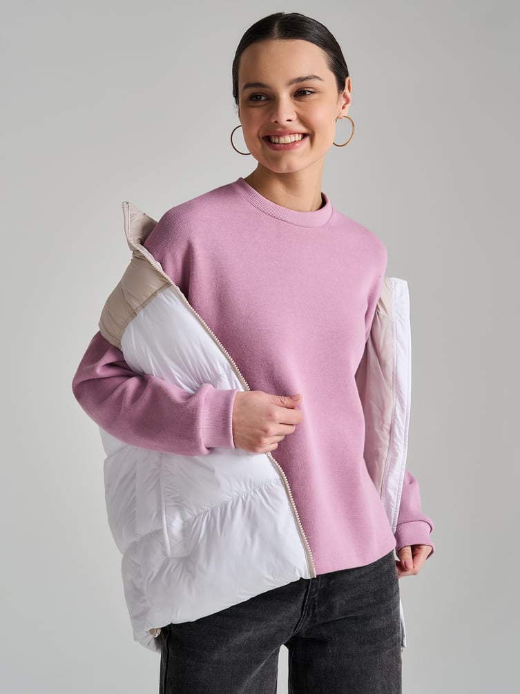 Трикотажный свитшот в рубчик