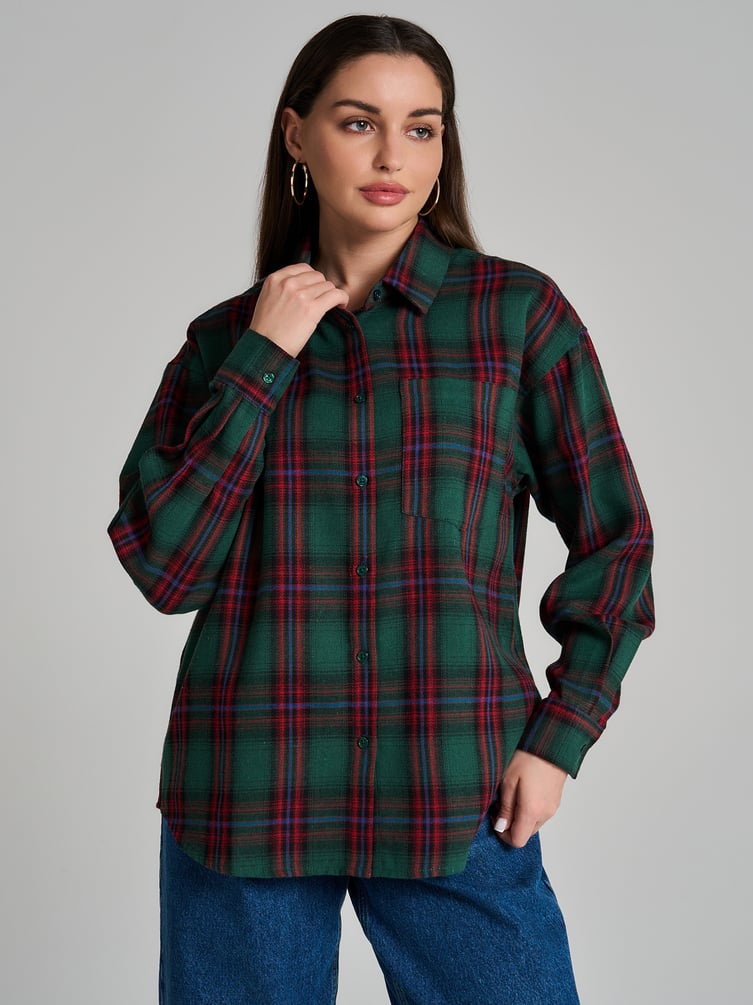 Рубашка осенняя в клетку оверсайз