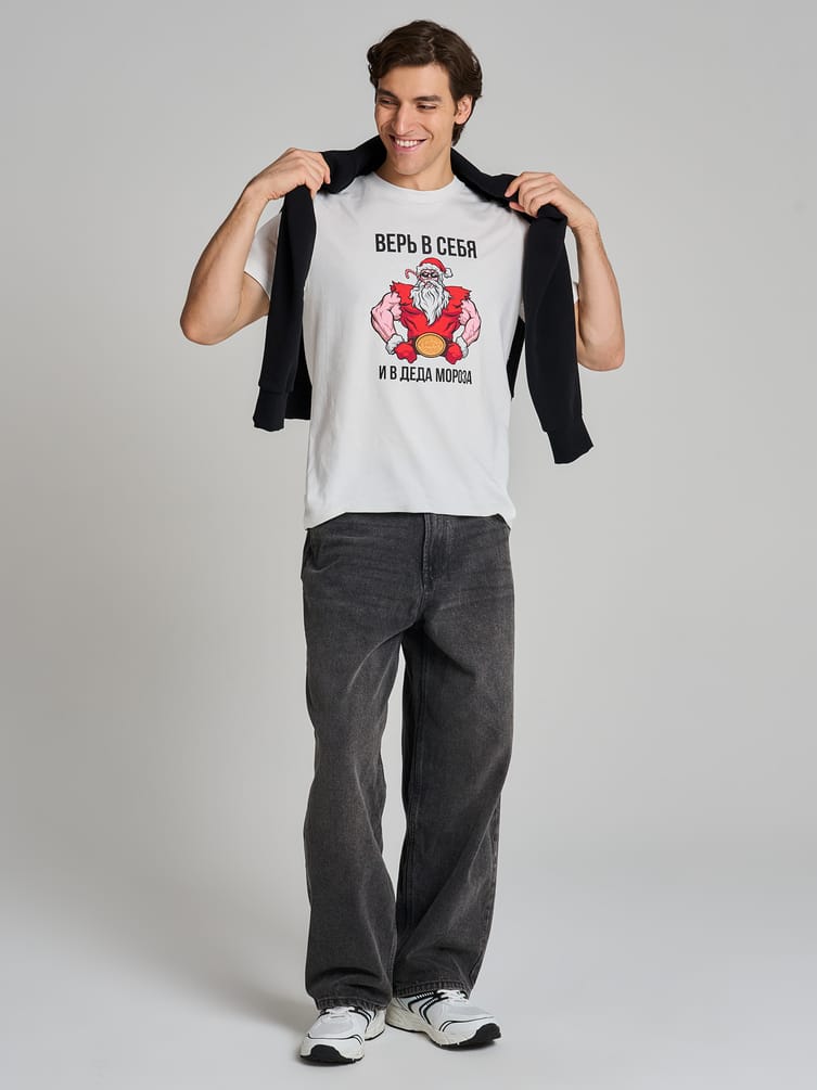 Футболка с принтом Деда Мороза