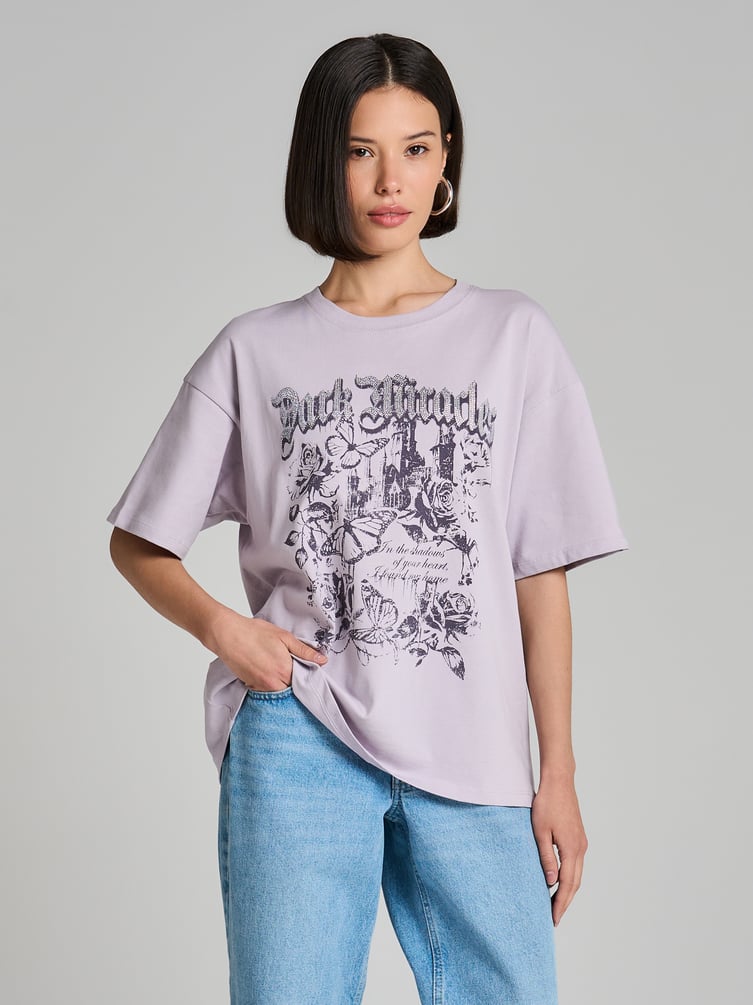 Хлопковая футболка с принтом цветов